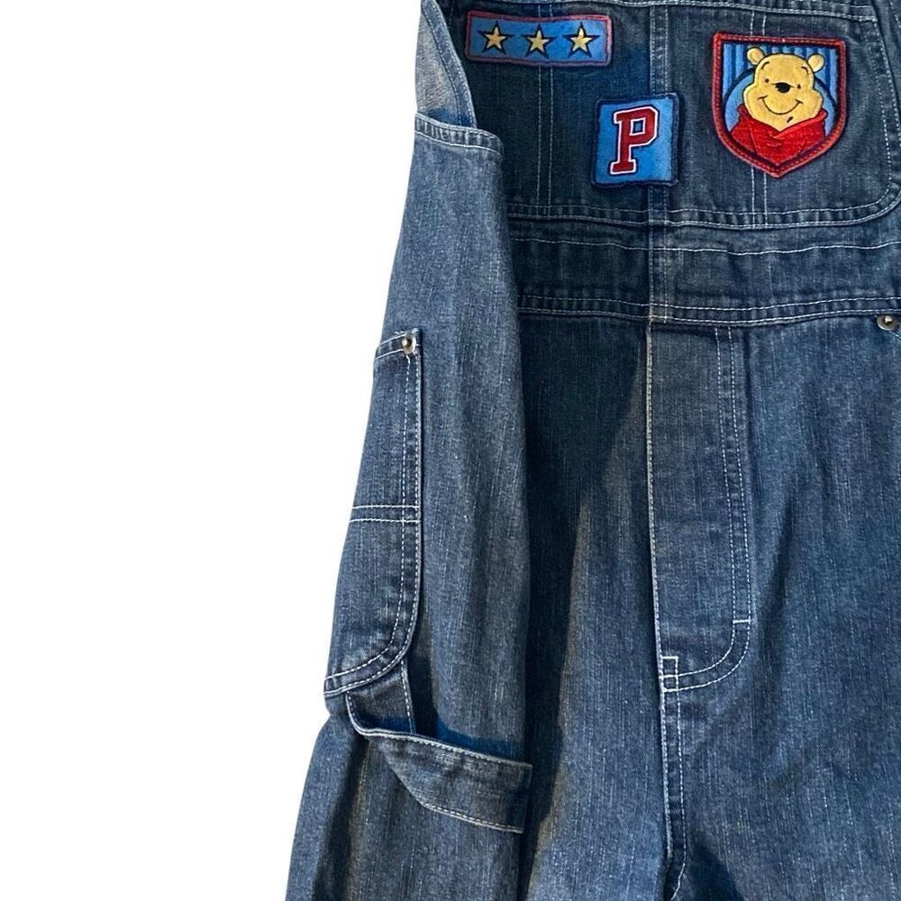 Vintage 90s Winnie the Pooh Denim Overalls Disney Small Blue Jean Carpenter y2k - Picture 5 of 12